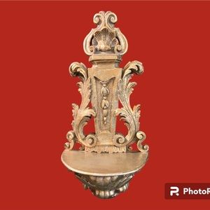 Hollywood Regency Wall Shelf Gold Tone Ornate MCM church